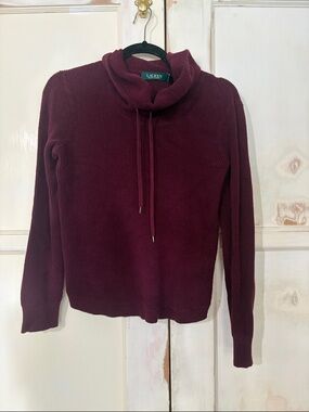 Lauren Ralph Lauren Burgundy Cowl Neck Drawstring Sweater